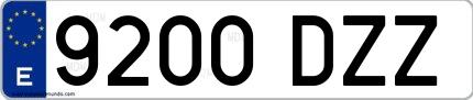 Ejemplo de matrícula española 9200 DZZ