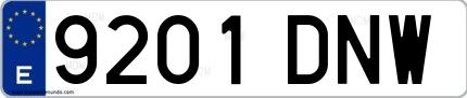Ejemplo de matrícula española 9201 DNW