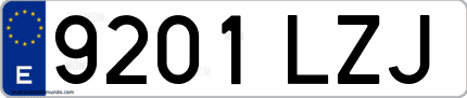 Ejemplo de matrícula de coche ordinaria 9201 LZJ