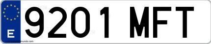 Ejemplo de matrícula española 9201 MFT