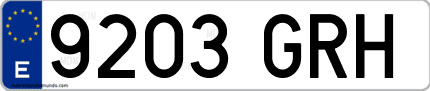 Ejemplo de matrícula de coche ordinaria 9203 GRH