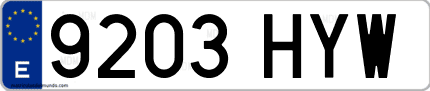 Ejemplo de matrícula de coche ordinaria 9203 HYW