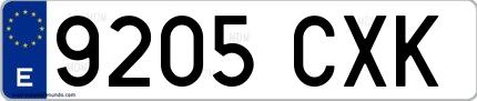 Ejemplo de matrícula española 9205 CXK