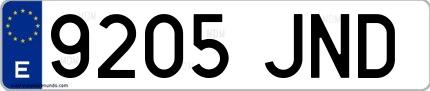 Ejemplo de matrícula española 9205 JND
