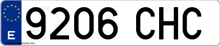 Ejemplo de matrícula de coche ordinaria 9206 CHC