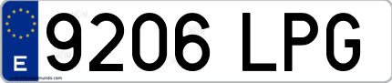 Ejemplo de matrícula de coche ordinaria 9206 LPG