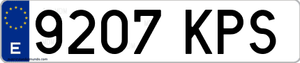 Ejemplo de matrícula de coche ordinaria 9207 KPS