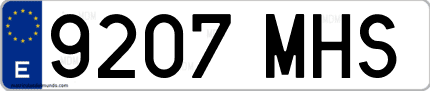 Ejemplo de matrícula de coche ordinaria 9207 MHS