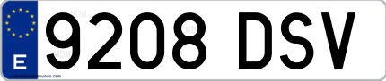 Ejemplo de matrícula de coche ordinaria 9208 DSV