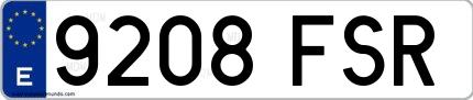 Ejemplo de matrícula española 9208 FSR