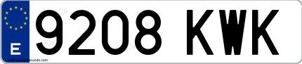 Ejemplo de matrícula española 9208 KWK
