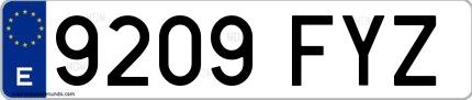 Ejemplo de matrícula española 9209 FYZ