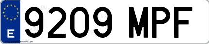 Ejemplo de matrícula española 9209 MPF