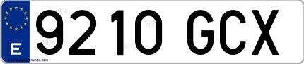 Ejemplo de matrícula española 9210 GCX