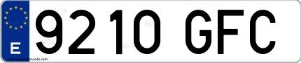 Ejemplo de matrícula española 9210 GFC