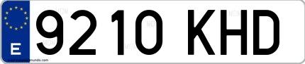 Ejemplo de matrícula española 9210 KHD