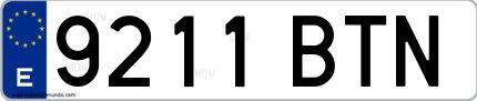 Ejemplo de matrícula española 9211 BTN