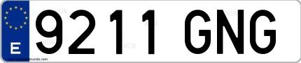 Ejemplo de matrícula española 9211 GNG