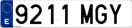 Ejemplo de matrícula de coche ordinaria 9211 MGY