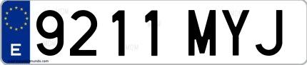 Ejemplo de matrícula española 9211 MYJ