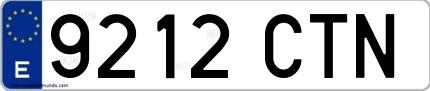 Ejemplo de matrícula española 9212 CTN