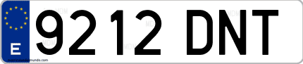 Ejemplo de matrícula de coche ordinaria 9212 DNT