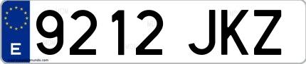 Ejemplo de matrícula española 9212 JKZ