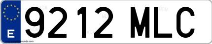 Ejemplo de matrícula española 9212 MLC