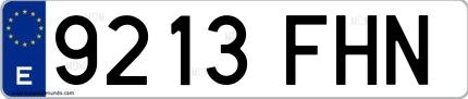 Ejemplo de matrícula española 9213 FHN