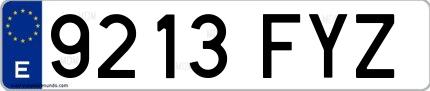 Ejemplo de matrícula española 9213 FYZ