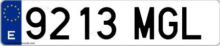 Ejemplo de matrícula española 9213 MGL