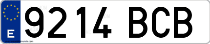 Ejemplo de matrícula de coche ordinaria 9214 BCB