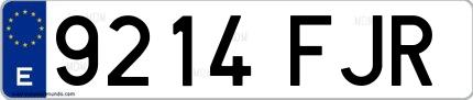 Ejemplo de matrícula española 9214 FJR