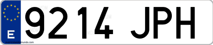 Ejemplo de matrícula de coche ordinaria 9214 JPH