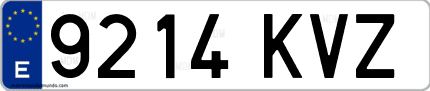 Ejemplo de matrícula de coche ordinaria 9214 KVZ