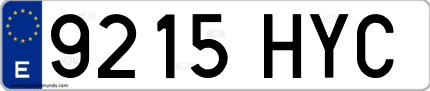 Ejemplo de matrícula de coche ordinaria 9215 HYC