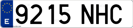 Ejemplo de matrícula de coche ordinaria 9215 NHC