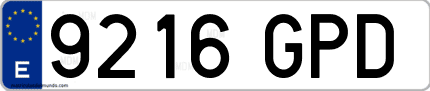 Ejemplo de matrícula de coche ordinaria 9216 GPD