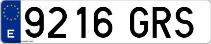 Ejemplo de matrícula española 9216 GRS