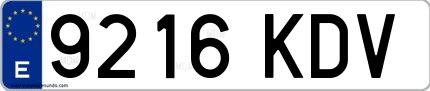 Ejemplo de matrícula española 9216 KDV