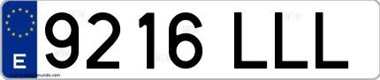 Ejemplo de matrícula española 9216 LLL