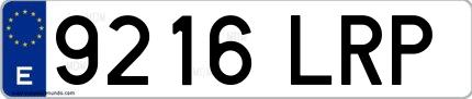 Ejemplo de matrícula española 9216 LRP