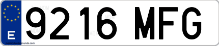 Ejemplo de matrícula de coche ordinaria 9216 MFG