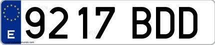Ejemplo de matrícula española 9217 BDD
