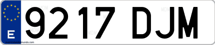 Ejemplo de matrícula de coche ordinaria 9217 DJM
