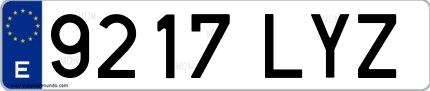 Ejemplo de matrícula española 9217 LYZ