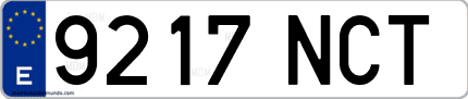 Ejemplo de matrícula de coche ordinaria 9217 NCT