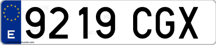 Ejemplo de matrícula de coche ordinaria 9219 CGX