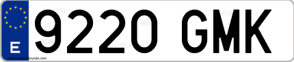 Ejemplo de matrícula de coche ordinaria 9220 GMK
