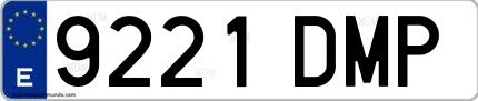 Ejemplo de matrícula española 9221 DMP